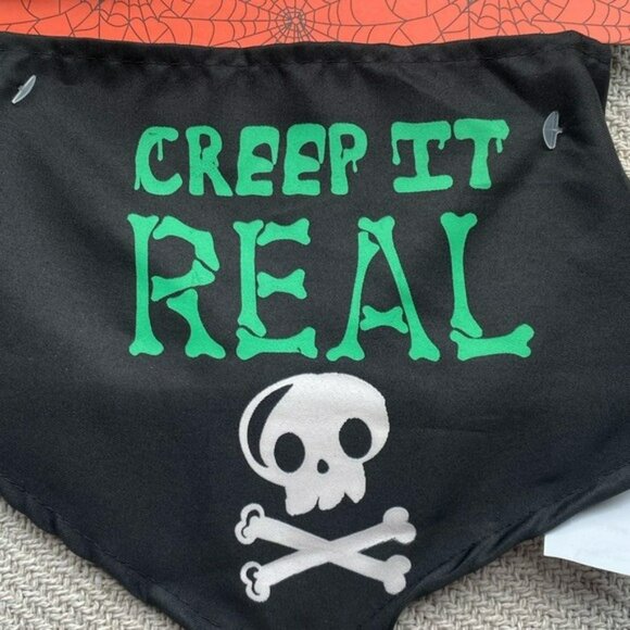 Creep it Real Dog Matching Collar & Bandana Set NWT Puppy Halloween Costume - Picture 2 of 6